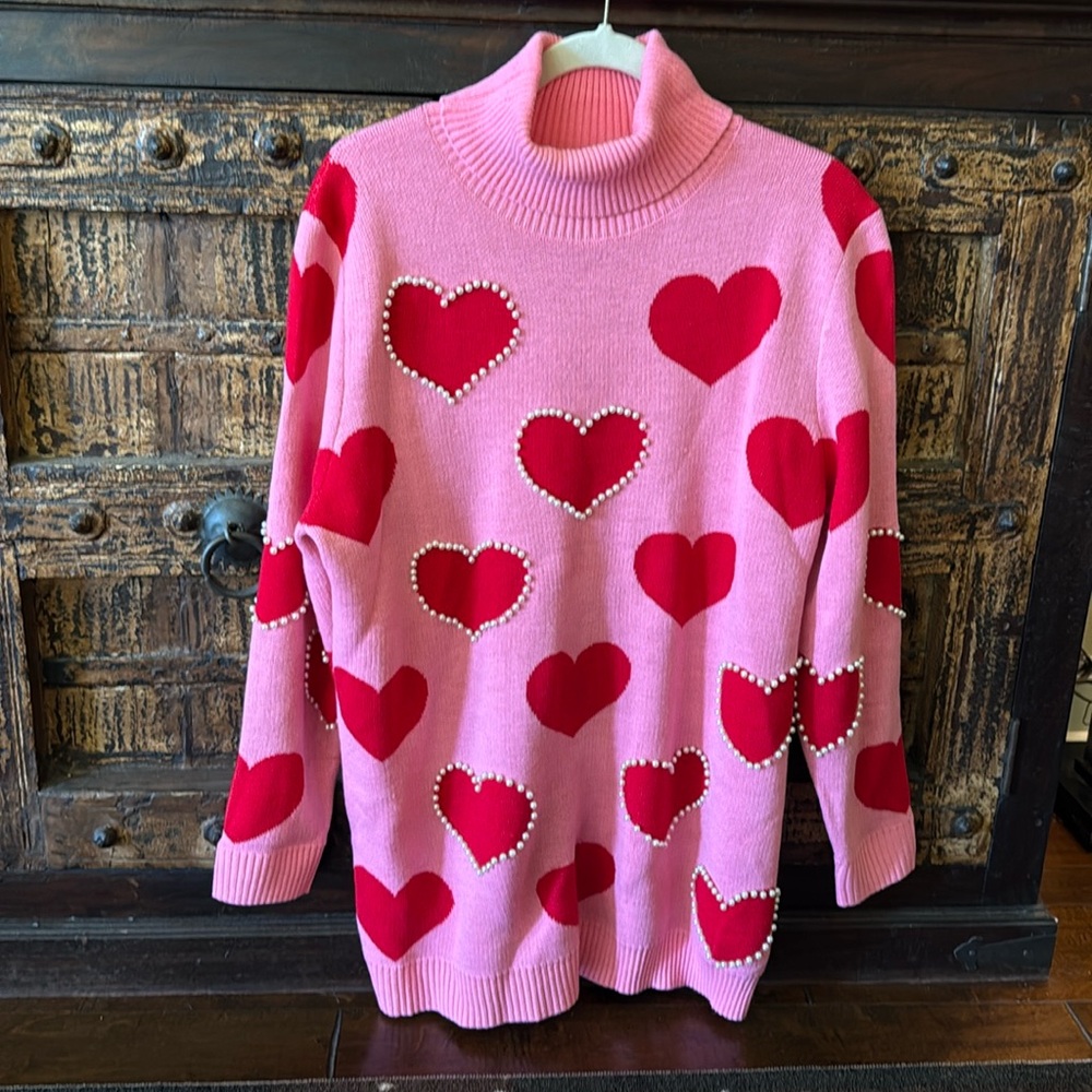 Brianna Cannon Heart Sweater Dress size small!